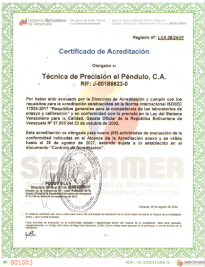 Certificado de acreditación