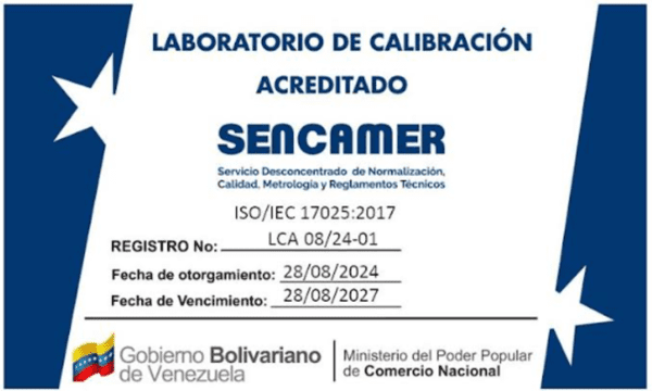 Símbolo de acreditación SENCAMER - Técnica de Precisión El Péndulo C.A. - Laboratorio de calibración acreditado